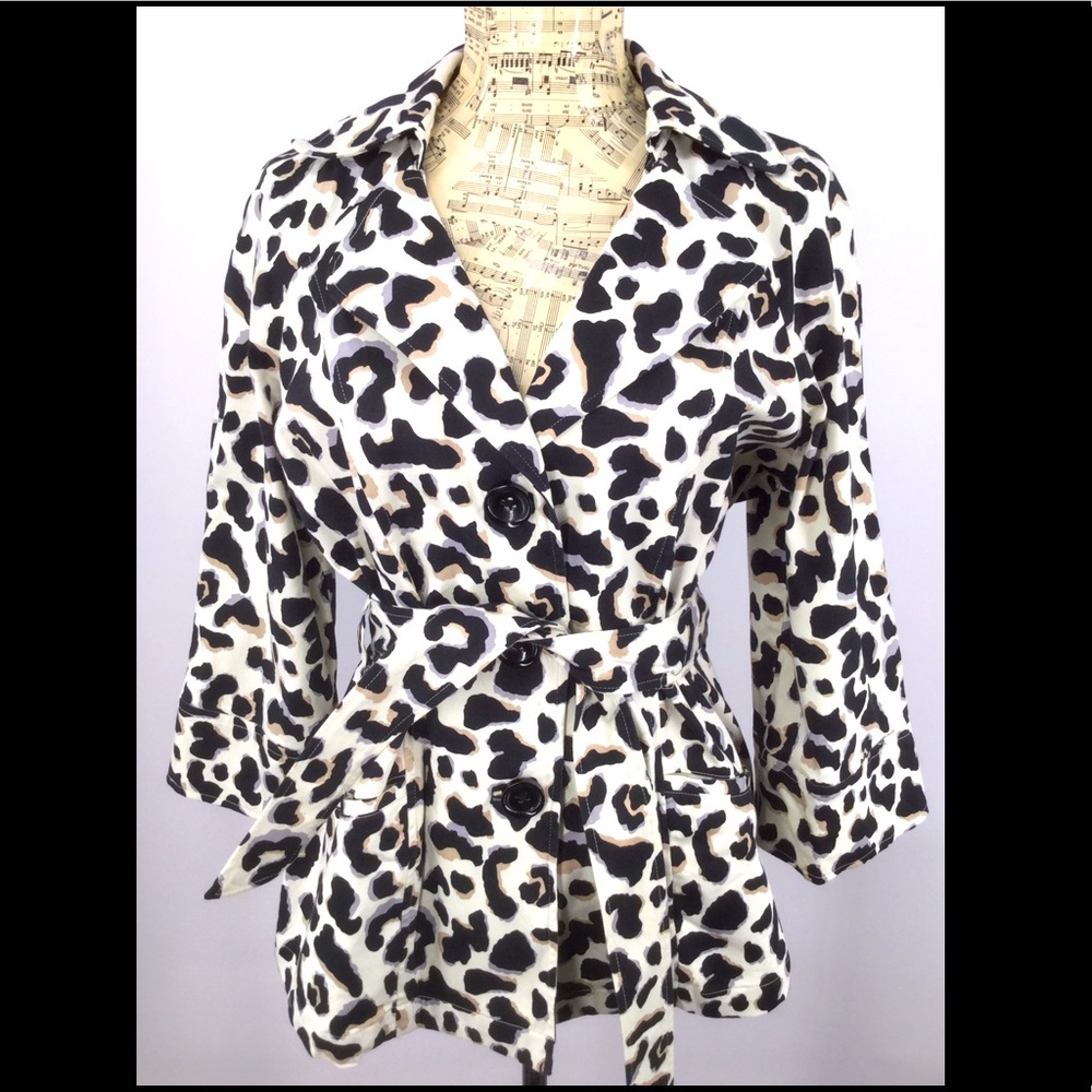 CATO Large Leopard Print Trench Coat Style Jacket